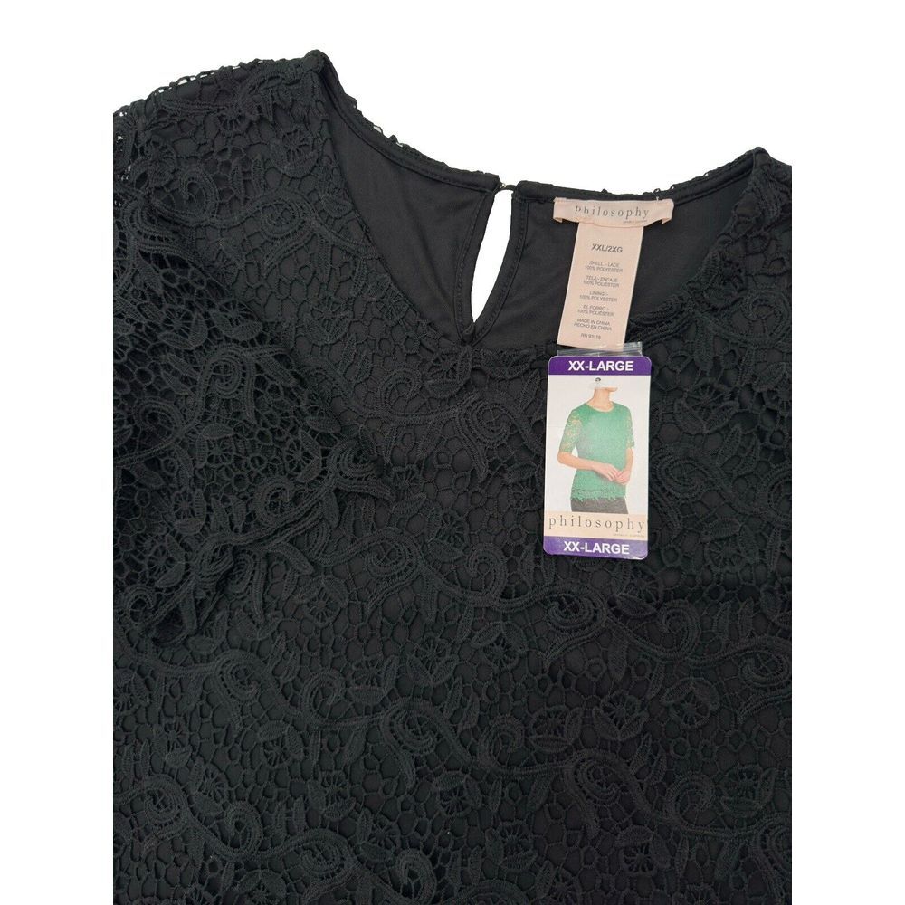 PHILOSOPHY Black Lace‎ Blouse Women's Size XXL 3615025 NEW